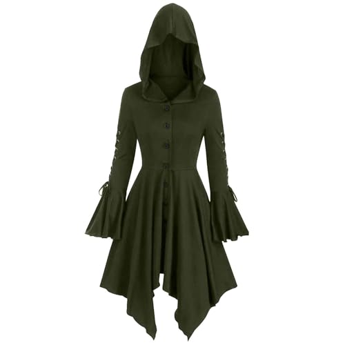 Mittelalter Kleidung Damen Renaissance Gothic Kleid Mit Kapuze Faschingskostüme Damen Robe zum Schnüren Halloween Kostüm Retro Renaissance Kleid für Halloween Karneval Cosplay sale clearance von YAOJIWANG