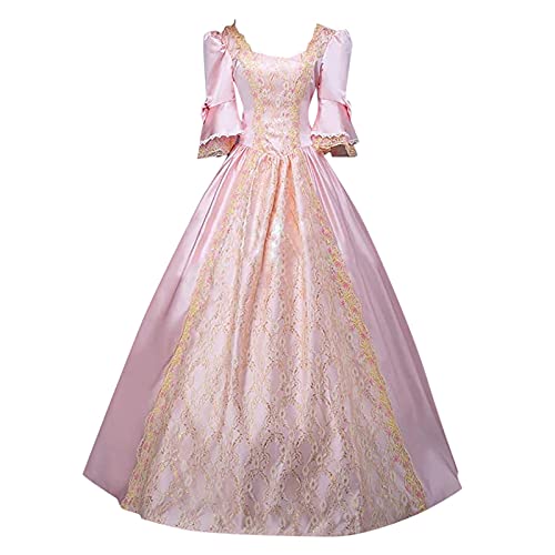 Mittelalter Renaissance Kostüm für Damen Vintage Lange Halloween Kleider Abendkleid Elegant Gothic Kleid Prinzessin Kleidung Barock Rokoko Kostüm Karneval Partykleid Cosplay Fasching Karneval von YAOJIWANG