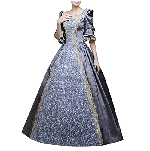 Mittelalter Renaissance Kostüm für Damen Vintage Lange Halloween Kleider Abendkleid Elegant Gothic Kleid Prinzessin Kleidung Barock Rokoko Kostüm Karneval Partykleid Cosplay Fasching Karneval von YAOJIWANG