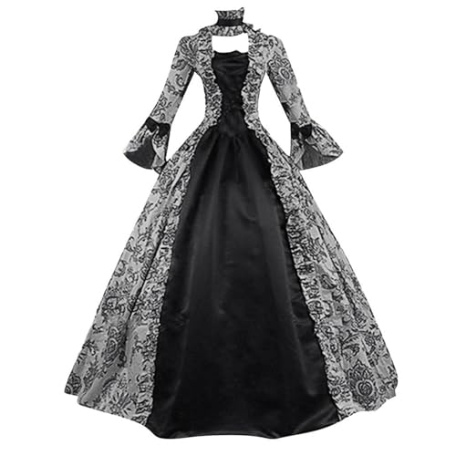 Viktorianisches Kleid Damen Mittelalter Kleidung Swing Abiballkleider, Formelles Outfit, Partykleid Gothic Renaissance Trompetenärmel Maxikleid Steampunk Halloween Cosplay Kostüme sale clearance von YAOJIWANG