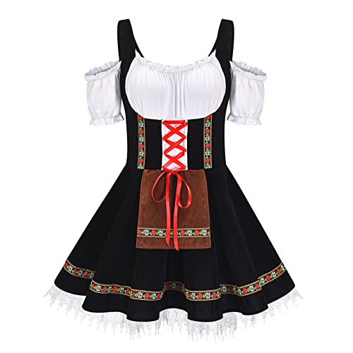 YAOJIWANG ScarletDarknessDamen 3 Teilig Deutsches Dirndl Kleid Kostüme für Bayerisches Oktoberfest Karneval von YAOJIWANG