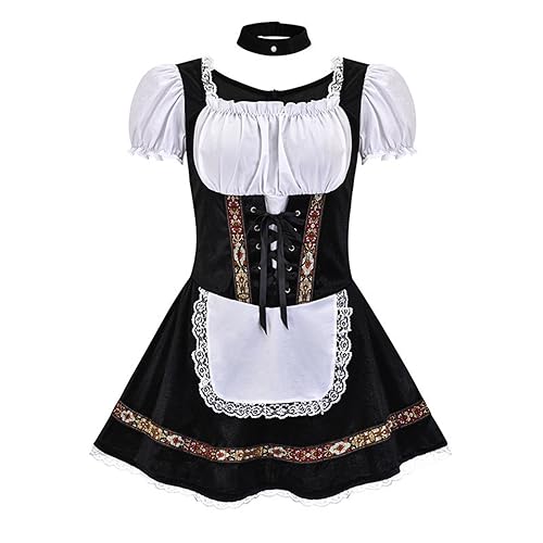 YAOJIWANG ScarletDarknessDamen 3 Teilig Deutsches Dirndl Kleid Kostüme für Bayerisches Oktoberfest Karneval von YAOJIWANG