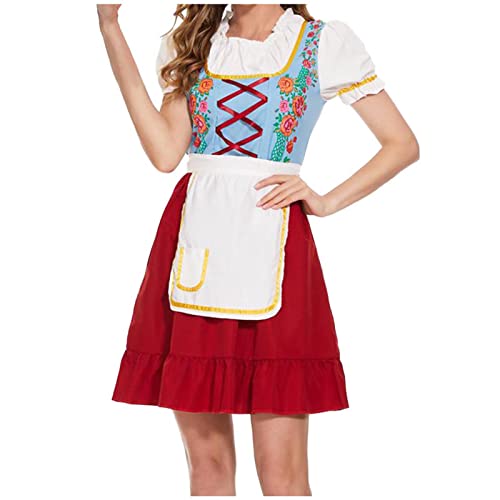 YAOJIWANG Traditionelles Bayerisches Oktoberfest-Dirndlkleid mit Schürze, Maid Dress Verkauf Angebot, Dienstmädchen-Uniform, Cosplay Kostüm, Kostüm-Outfit für Oktoberfest Karneval von YAOJIWANG