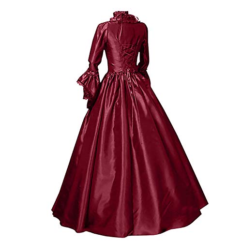 YAOJIWANG Viktorianisches Kleid Damen Mittelalter Kleidung Renaissance Trompetenärmel Maxikleid Steampunk Abiballkleider Gothic Halloween Cosplay Spitze Satin Bodenlanges Kostüm sale clearance von YAOJIWANG