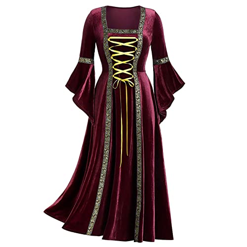 viktorianisches kleid damen mittelalter kleidung ballkleider lang prinzessin mittelalter kleid gothic gothic kleidung halloween kostüm vintage kleider Schulterfrei Vintage Bodenlang Partykleid von YAOJIWANG