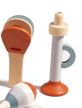 YAOZUP Baby Musikinstrumente, 5pcs Montessori Holzmusikinstrumente für Kleinkinder von 0-1 Jahre, Montessori-Holzspielzeug mit Maracas,Trompete,Kastagnetten, Percussion-Instrumente Set von YAOZUP