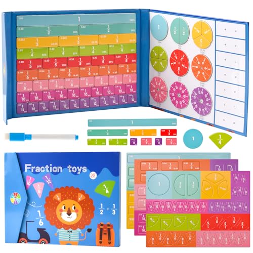 YAOZUP Fraction Game, Arithmetisches Lernspielzeug, 10 Farbcodiert Magnetisches Bruchrechnen Spiel, Magnetic Fraction Tiles & Fraction Circles für Brüche Lernen,Montessori Mathe Spielzeug, Ab 7 Jahre von YAOZUP