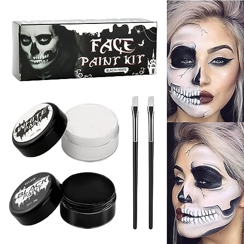 YAOZUP Halloween SFX Makeup Kit, Körperfarben Schwarz und Weiß, Wasserfester, Halloween Schminke Make Up Set Profi für Halloween Karneval Cosplay Party Make up (B) von YAOZUP