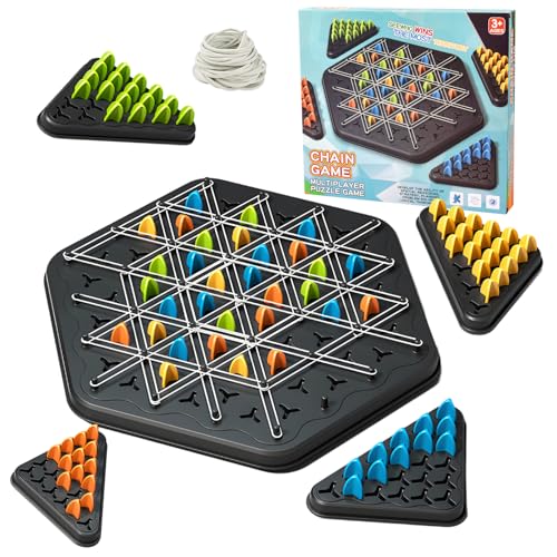 YAOZUP Ketten Dreieck Spiel, Triggle Game, Triggle Gummiband Spiel, Ketten-Dreieck-Spiel, Klassisches Strategie-Steckbrettspiel zum Sammeln für Kinder, Erwachsene, Familienparty von YAOZUP