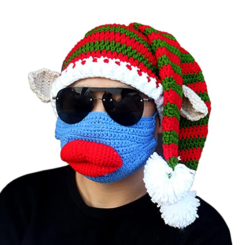 YAPAILANG Lustige Weihnachtsmütze, Strickmützen mit Bommel, Weihnachtsmannmützen-Set für Winter- und Weihnachtsfeier von YAPAILANG