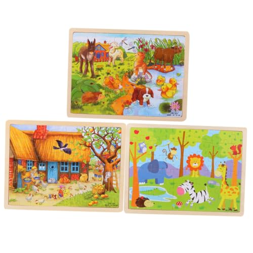 YARNOW 3 Sätze Holzpuzzle für Teile Lernspielzeug mit Bunten Tiermotiven aus Zoo Bauernhof und Teich Pädagogisches Holzpuzzle für Jungen und Mädchen zur Spielerischen der Feinmotorik YARNOW 3 Sätze Holzpuzzle für Teile Lernspielzeug mit Bunten Tiermotiven aus Zoo Bauernhof und Teich Pädagogisches Holzpuzzle für Jungen und Mädchen zur Spielerischen der Feinmotorik von YARNOW