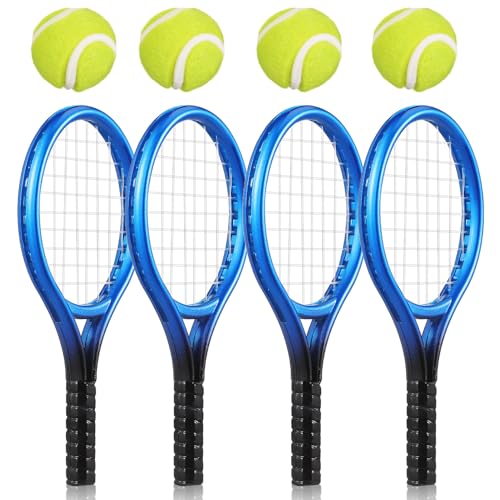 YARNOW 4 Sets Mini-Tennisschläger Und Ball-Set 1:12 Miniatur-Tennis-Set Puppenhaus-Tennisspielzeug Mini-Tennis-Kuchenaufsatz Für Sportgeräte Blau von YARNOW