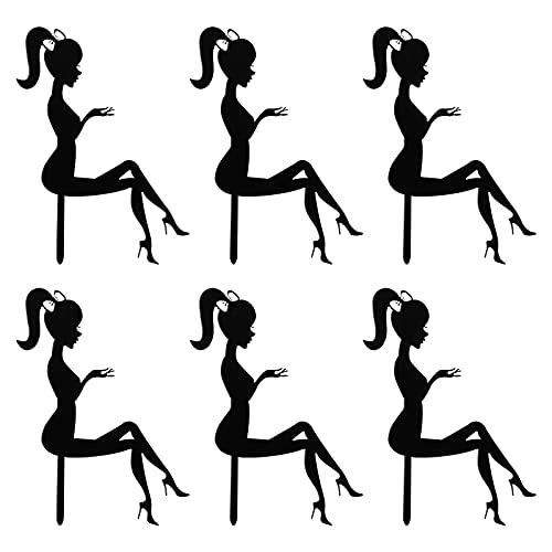 YARNOW 6 Stück High Heel Girl Cake Topper Zarte Acryl Kuchen Picks Tischkuchen Dekorationen für Cupcake Party Dessert (Schwarz) von YARNOW