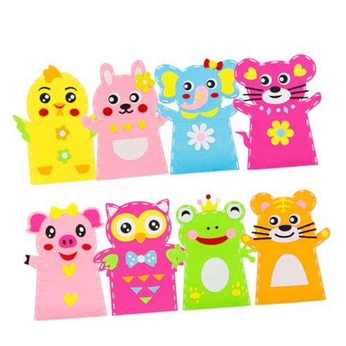 YARNOW 8 Stück DIY Bastelset Handpuppen Materialpaket aus Sicherem Bunter Vliesstoff für Kreativität Augen Hand koordination und Formenlernen für Kinderzimmer Dekoration und Geschenk YARNOW 8 Stück DIY Bastelset Handpuppen Materialpaket aus Sicherem Bunter Vliesstoff für Kreativität Augen Hand koordination und Formenlernen für Kinderzimmer Dekoration und Geschenk von YARNOW