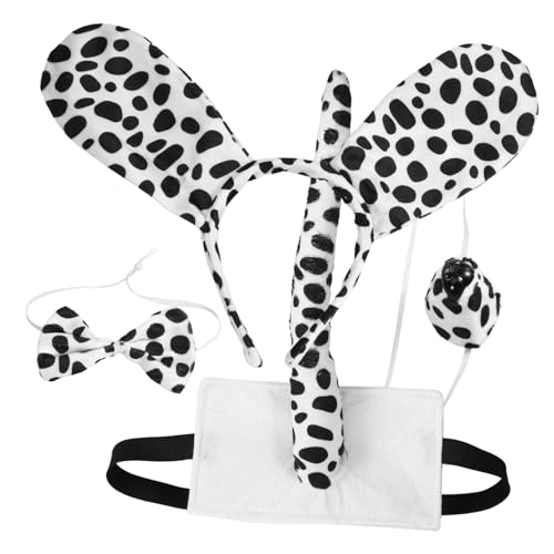 YARNOW Geflecktes Hundekostüm Set Teilig mit Plüsch Ohren Stirnband Filzschwanz und Nasenrequisite für Karneval Halloween und Kinderkostüme Tierisches Cosplay Zubehör für Partys und YARNOW Geflecktes Hundekostüm Set Teilig mit Plüsch Ohren Stirnband Filzschwanz und Nasenrequisite für Karneval Halloween und Kinderkostüme Tierisches Cosplay Zubehör für Partys und von YARNOW