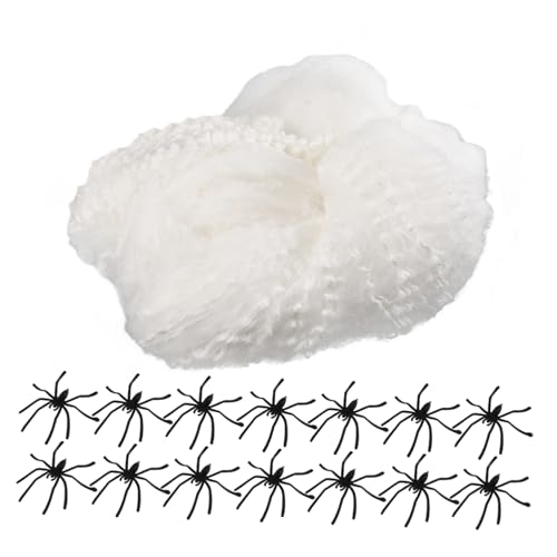 YARNOW Halloween Deko Spinnennetz mit Leuchtenden Spinnen Dehnbares Weißes Spinnennetz Realistische Plastikspinnen Für Gruselige Party Hausdekoration YARNOW Halloween Deko Spinnennetz mit Leuchtenden Spinnen Dehnbares Weißes Spinnennetz Realistische Plastikspinnen Für Gruselige Party Hausdekoration von YARNOW