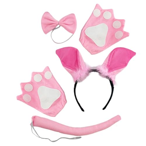 YARNOW Schweine Kostüm Set mit Süßem Schweineohren Stirnband Schweineschwanz und Handschuhen Weiches Leichtes Karneval Kostüm Zubehör für Halloween Cosplay und Tanzshows YARNOW Schweine Kostüm Set mit Süßem Schweineohren Stirnband Schweineschwanz und Handschuhen Weiches Leichtes Karneval Kostüm Zubehör für Halloween Cosplay und Tanzshows von YARNOW