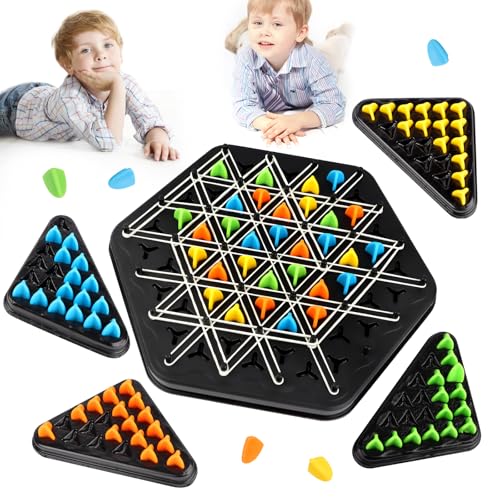 Triggle Spiel,Triggle Spiel mit Gummibänder,Kettendreieck Schachspiel,Triggle Dreiecksschach Brettspiel für Familientreffen Kinder Erwachsene ﻿ von YARVPUV