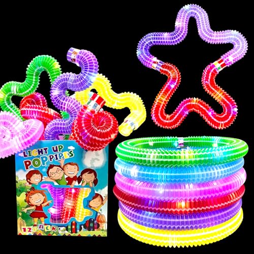 YATOSEEN 12 Stück Leuchtende Pop-Tubes, Knicklichter, Partygeschenke für Kinder und Erwachsene, Geschenke für Jungen und Mädchen, Sensorisches Zappelspielzeug, im Dunkeln Leuchtende Partydekorationen von YATOSEEN