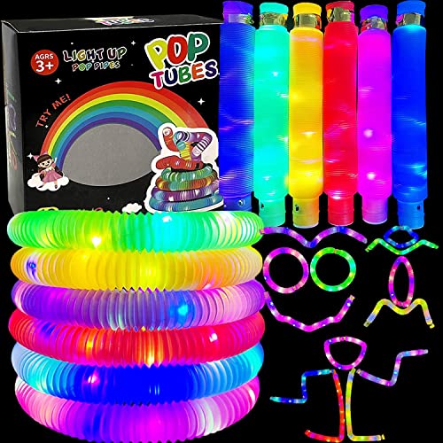 YATOSEEN 12 Stück Leuchtende Pop-Tubes, Knicklichter, Partygeschenke für Kinder und Erwachsene, Geschenke für Jungen und Mädchen, Sensorisches Zappelspielzeug, im Dunkeln Leuchtende Partydekorationen von YATOSEEN