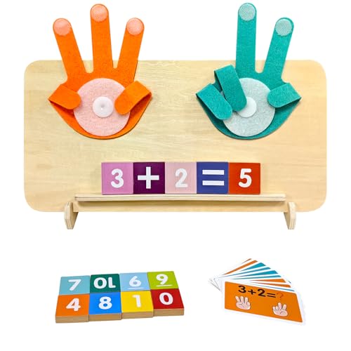 YATOSEEN Montessori Mathematik Spielzeug für Kinder, Pädagogisches Lern Spielzeug aus Holz mit Zahlen, Fingerzähl Mathe Spielzeug für Jungen und Mädchen, Geschenk ab 3 Jahren von YATOSEEN