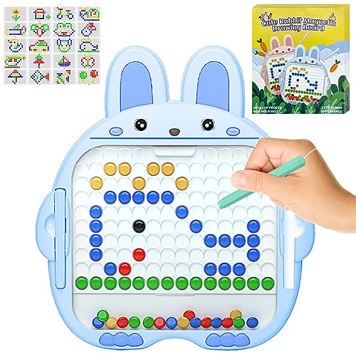 YATOSEEN Süßes Kaninchen Magnet Zeichenbrett für Kinder, Reisespielzeug Kritzelbrett mit 2 Magnetstiften und 80 Perlen, Magnetisches Lernspielzeug für Jungen und Mädchen ab 3 Jahren(30x27CM) von YATOSEEN