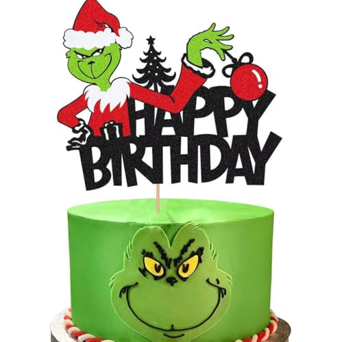 100pcs ENIXWH Grinch Cupcake Topper Weihnachten Food Fruit Picks für Party Kuchen Dessert Dekoration (Stil A) von YATOSEN