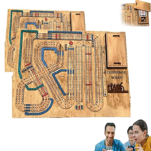 Cribbage War Game, Cribbage Wars Brettspiel, Cribbage Boards Einzigartig, Cribbage Brettspielset aus Holz mit integriertem Aufbewahrungsfach für Cribbage Pegs, lustiges Tischspiel mit (2pcs) von YAUWIHE