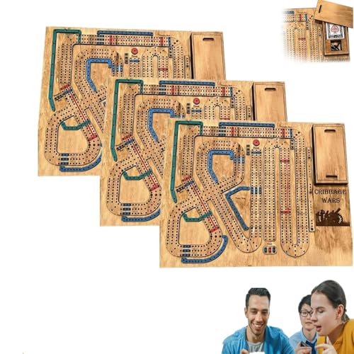 Cribbage War Game, Cribbage Wars Brettspiel, Cribbage Boards Einzigartig, Cribbage Brettspielset aus Holz mit integriertem Aufbewahrungsfach für Cribbage Pegs, lustiges Tischspiel mit (3pcs) von YAUWIHE