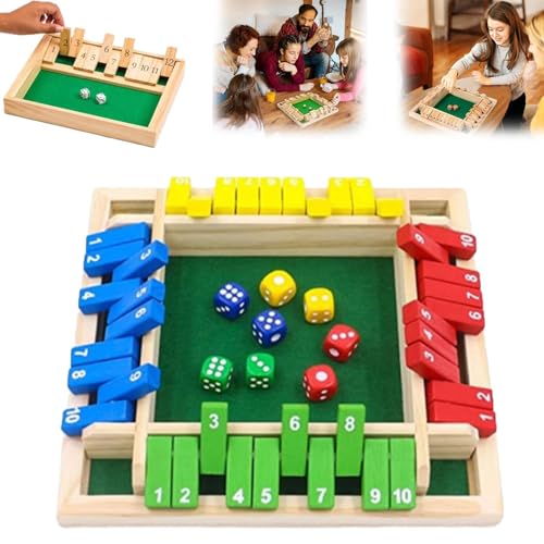 Emboadlie-Spiel, lustige Familienspiele – Shut The Box-Brettspiel, Shut The Box – Holzwürfel-Brettspiel, Emboadlie-Brettspiel, klassisches Tischbrettspiel für Klassenzimmer, Zuhause, Party (Color) von YAUWIHE