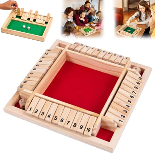 Emboadlie-Spiel, lustige Familienspiele – Shut The Box-Brettspiel, Shut The Box – Holzwürfel-Brettspiel, Emboadlie-Brettspiel, klassisches Tischbrettspiel für Klassenzimmer, Zuhause, Party (Red) von YAUWIHE