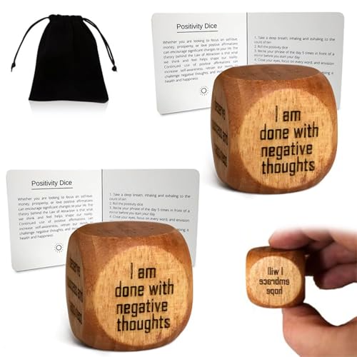 Handgefertigte Holzwürfel mit positiver Affirmation, Würfelset mit positiven Affirmationen aus Holz, „I Will Embrace Hope Positivity“, handgemachtes Geschenk, inspirierende Geschenke (2pcs) von YAUWIHE