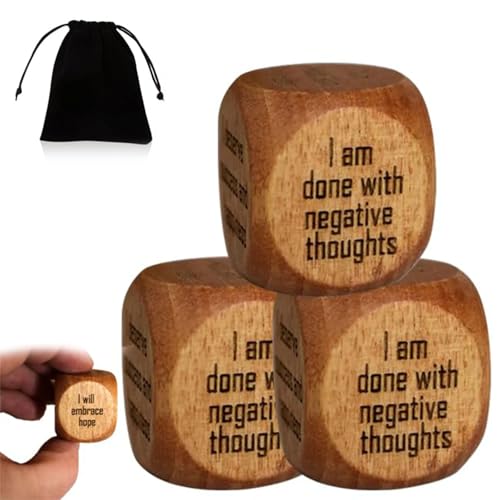 Handgefertigte Holzwürfel mit positiver Affirmation, Würfelset mit positiven Affirmationen aus Holz, „I Will Embrace Hope Positivity“, handgemachtes Geschenk, inspirierende Geschenke (3pcs) von YAUWIHE