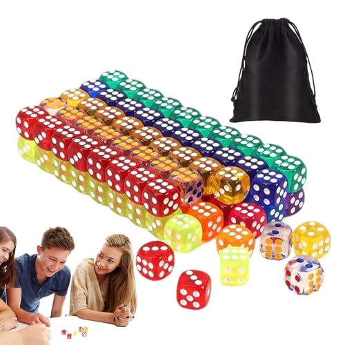 Buntes Würfelspiel, Klassenzimmerwürfel - Würfelspiel 100 teilig | Die bunten Würfel in leuchtenden Farben enthalten eine Aufbewahrungstasche mit Kordelzug für das Mathematik-Lernklassenzimmer von YAVQVIN