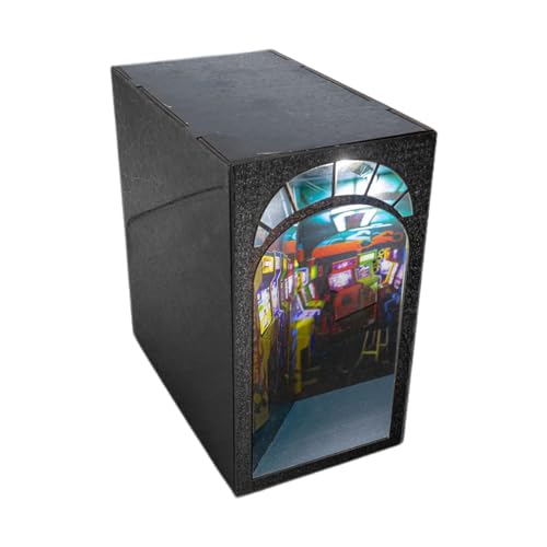 Video-Arcade-Book-Nook, 3D-Miniatur-Booknook-Kit – 600 g Arcade-Book-Nook-Buchstützen-Kit aus Holz, Punk-Puzzle, LED-Licht-Video-Arcade, für Sammler, Erwachsene und Kinder von YAVQVIN