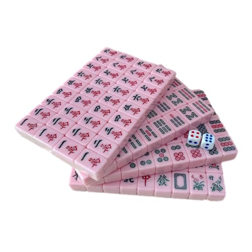 YAVQVIN Mahjong-Spiel | Tragbares Reise-Mahjong-Set | Mahjong-Sets mit klarer und leichter Gravur | Ziegelspiele, Reisezubehör für Schulen, Reisen, Schlafsäle von YAVQVIN