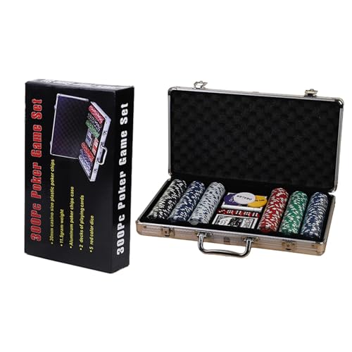 YAVQVIN Poker-Set mit 300 Chips, Poker-Sets mit Etui | Vielseitiges Casino-Chips-Set, Casino-Spiele für Partys - Gewichtetes komplettes Pokerspielset. Pokerspielset für Blackjack-Turnier von YAVQVIN