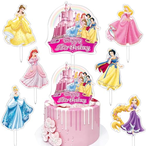 7 Stücke Prinzessin Kuchen Dekoration, Princess Cupcake Toppers, Prinzessin Theme Torten Deko, Prinzessin Cake Plug-in Dekoration, Party Geburtstagszubehör, Geeignet für Mädchen Geburtstagsfeier von YAXMME