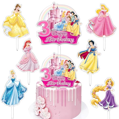 7 Stücke Prinzessin Kuchen Dekoration 3 Jahre, Princess Cupcake Toppers, Prinzessin Theme Torten Deko, Prinzessin Cake Plug-in Dekoration, Geburtstags Party, Geeignet für Mädchen Geburtstagsfeier von YAXMME