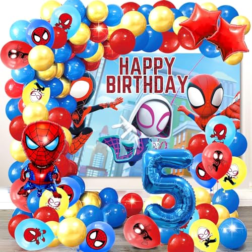 74 Stücke Spider Geburtstag Dekoration, Spider Geburtstag Luftballons 5 Jahre, Spider Party Dekorationen, Party Geburtstag Hintergrund, Geeignet für Geburtstags Feiern und Mottopartys von YAXMME