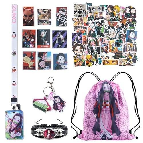 YAXMME 54 Pcs Dam Slay Merch Geschenkset, Anime Sticker, Keychain, Kordelzugbeutel, Armband, Kartenhaltern, für Fans von YAXMME