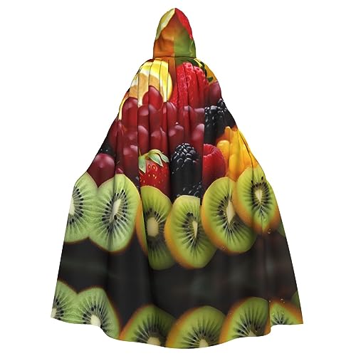 Frisches Obst, Unisex-Umhang mit Kapuze, Halloween-Kostüm, Party-Umhang, kann für Party, Karneval, Halloween, Kostümparty, Schwarz, Schwarz, Einheitsgröße von YAzgaN