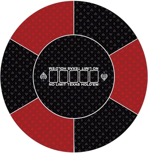 YBAAKZIIR Pokermatte, Professionelle Pokermatte, tragbares Pokertisch-Layout, professionelle runde Pokermatte for Texas Holdem mit Tragetasche, tragbare Pokertischplatte(Red,L) von YBAAKZIIR