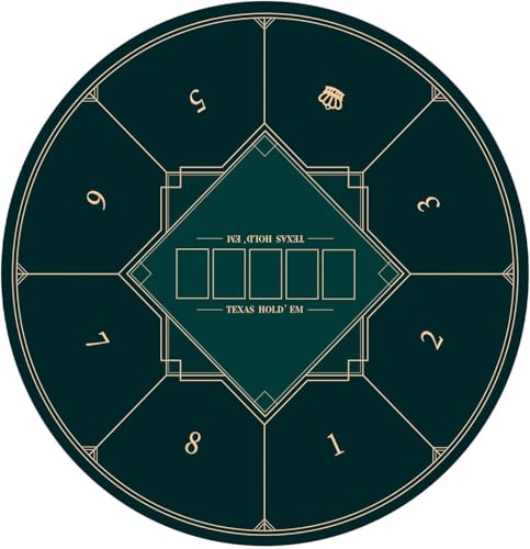 YBAAKZIIR Pokermatte, Tragbare Pokertisch-Layout, tragbare runde Pokermatte for Texas Holdem, 8 Spieler, klappbare Pokertischplatte mit Art-Deco-Layout-Druckmatte(Grün,L) von YBAAKZIIR