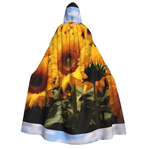 Halloween Zauberer Hexe Kapuzenmantel Umhang Weihnachten Hoodies Umhang Cosplay für Mode Männer Frauen Urlaub Gastgeschenke Partyzubehör Kleider Kleidung Kostüm – Gelbes Sonnenblumenfeld von YBAOFU