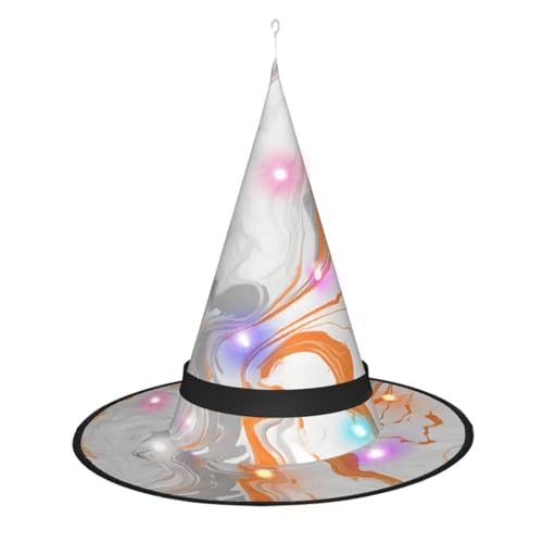 YBAOFU Damen Hexenhut spire Spitzmütze mit LED Beleuchtung für Halloween-Partydekoration, 1 Stück - Marmor Textur Kupfer Splatter von YBAOFU