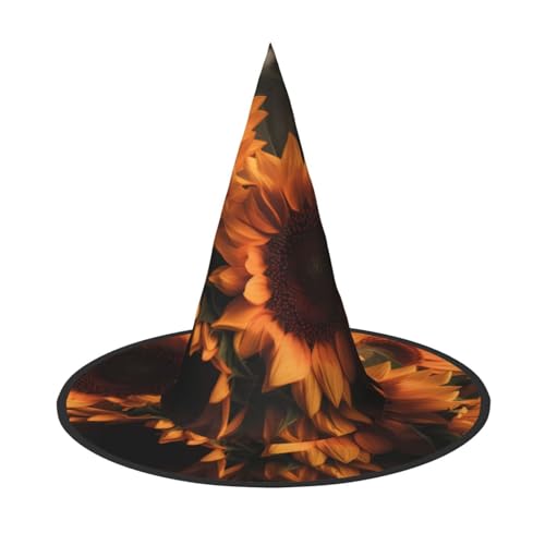 YBAOFU Damen Hexenhut spire spitze faltbare Kappe für Halloween-Partydekoration, 1 Stück - Sonnenblumenmuster von YBAOFU