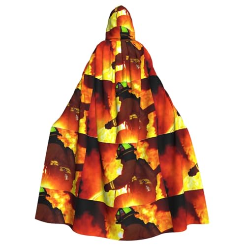 YBAOFU Halloween Zauberer Hexe Kapuzenmantel Umhang Weihnachten Hoodies Umhang Cosplay für Erwachsene Männer Frauen Urlaub Gastgeschenke Partyzubehör Kleider Kleidung Kostüm – Feuerwehrmann Flamme von YBAOFU