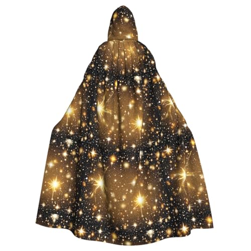 YBAOFU Halloween Zauberer Hexe Kapuzenmantel Umhang Weihnachten Hoodies Umhang Cosplay für Erwachsene Männer Frauen Urlaub Gastgeschenke Partyzubehör Kleider Kleidung Kostüm – Gold Bling von YBAOFU