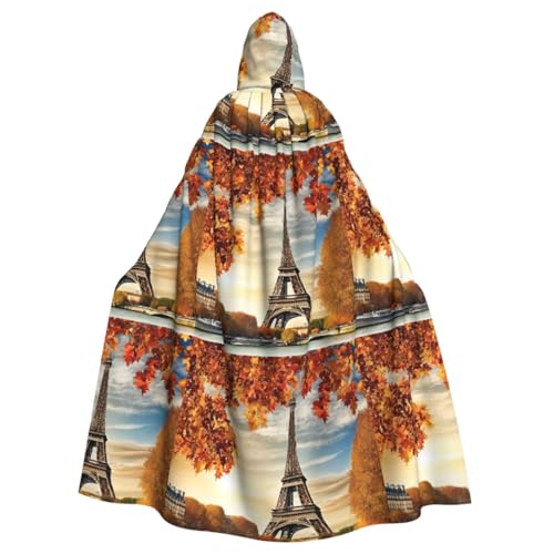 YBAOFU Halloween Zauberer Hexe Kapuzenmantel Umhang Weihnachten Hoodies Umhang Cosplay für Erwachsene Männer Frauen Urlaub Gastgeschenke Partyzubehör Kleider Kleidung Kostüm – Paris Eiffelturm mit von YBAOFU